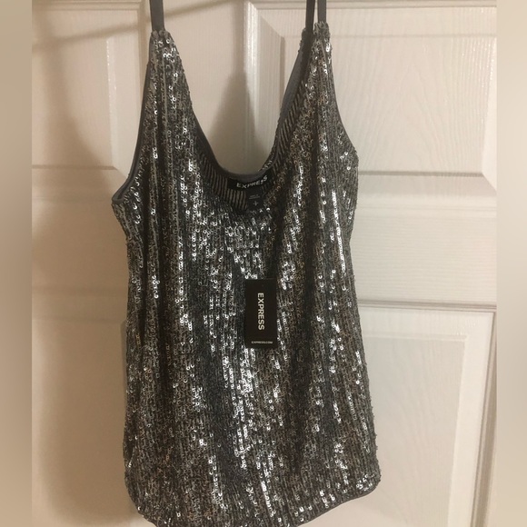 Express sequined sleeveless top - Picture 1 of 3